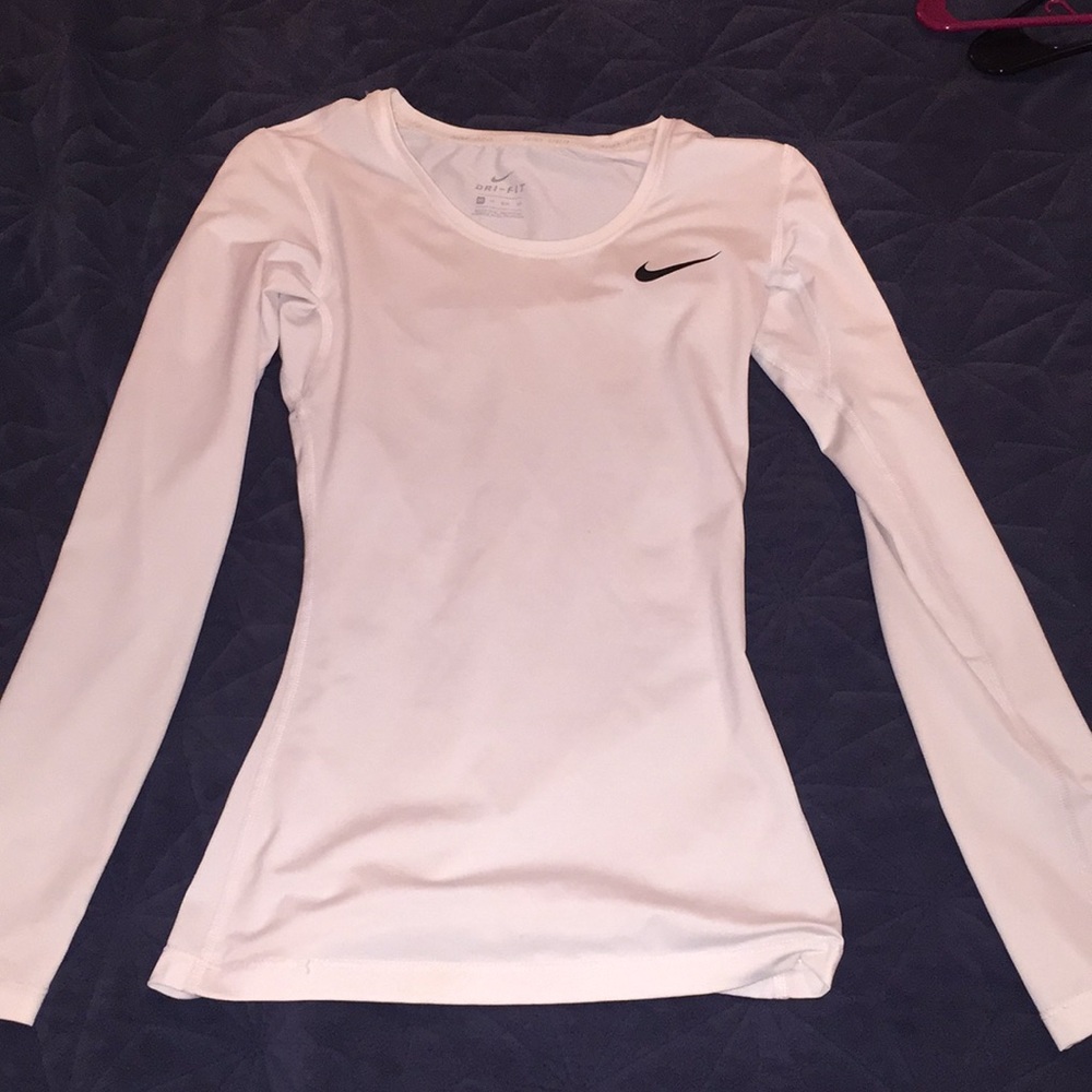 White Nike Dri-Fit Long Sleeve Shirt